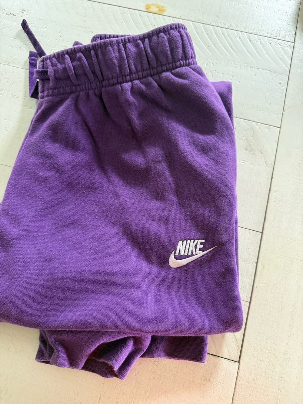 Nike  Purple Fleece Joggers with White Logo size medium